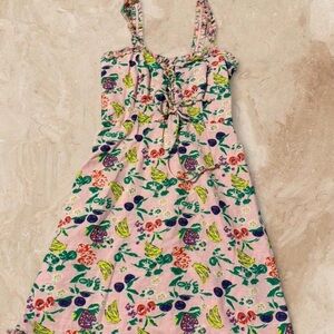 Urban Outfitters Fruit Print Ruffle Hem Dress XS